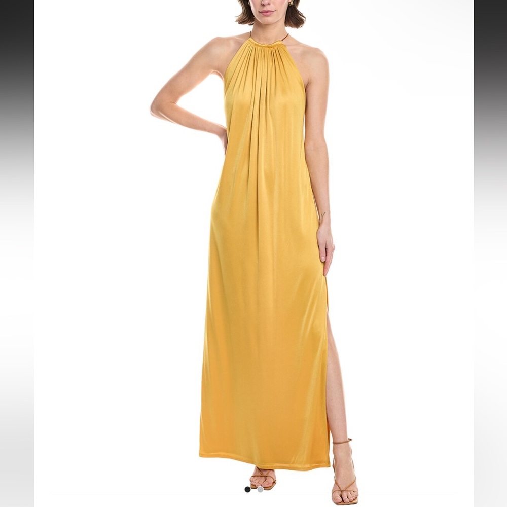 Ronny Kobo Elegant Yellow Halter Dress
